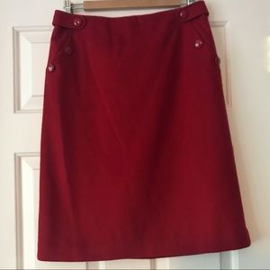 Red Wool J. Crew A-line Skirt